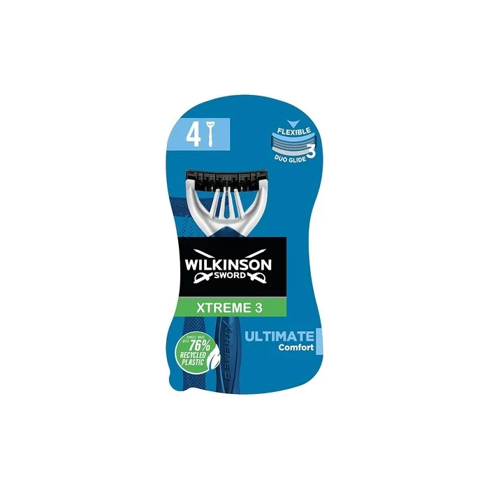 Wilkinson Sword Xtreme 3 For Men Ultimate Comfort with Aloe Vera Disposable Razors 4 Count