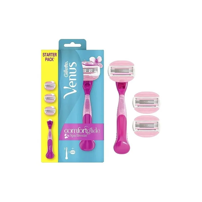 Gillette Venus Comfortglide Spa Breeze Women's Razor with Razor Gel Cushions for Skin Protection and 3 Razor Blades