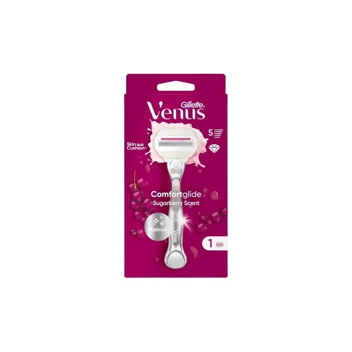 Gillette Venus Platinum Comfortglide Sugarberry Shaver With 1 Head