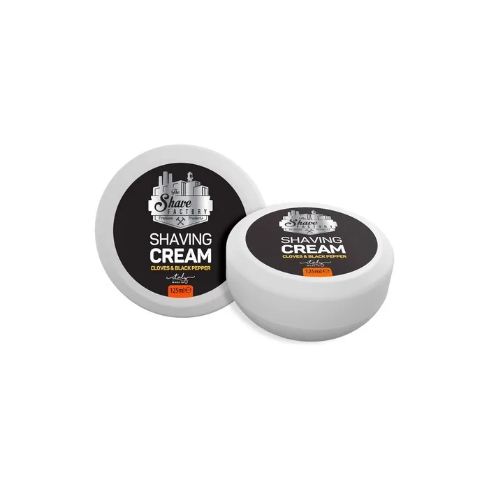 The Shave Factory Shaving Cream Soap for Men Suitable for All Skin Types Made in Italy 125ml Cloves & Black Pepper