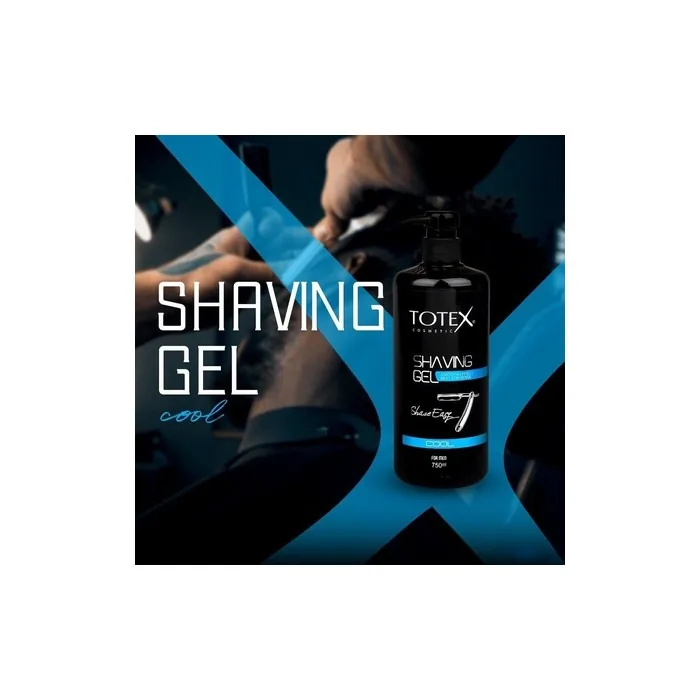 TOTEX Shaving Gel Cool Clear Formula 750ml Pump Bottle for Professional Barbers