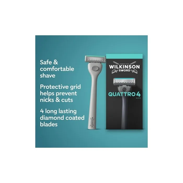 Wilkinson Sword Quattro Razors for Men Diamond Coated 4 Blades
