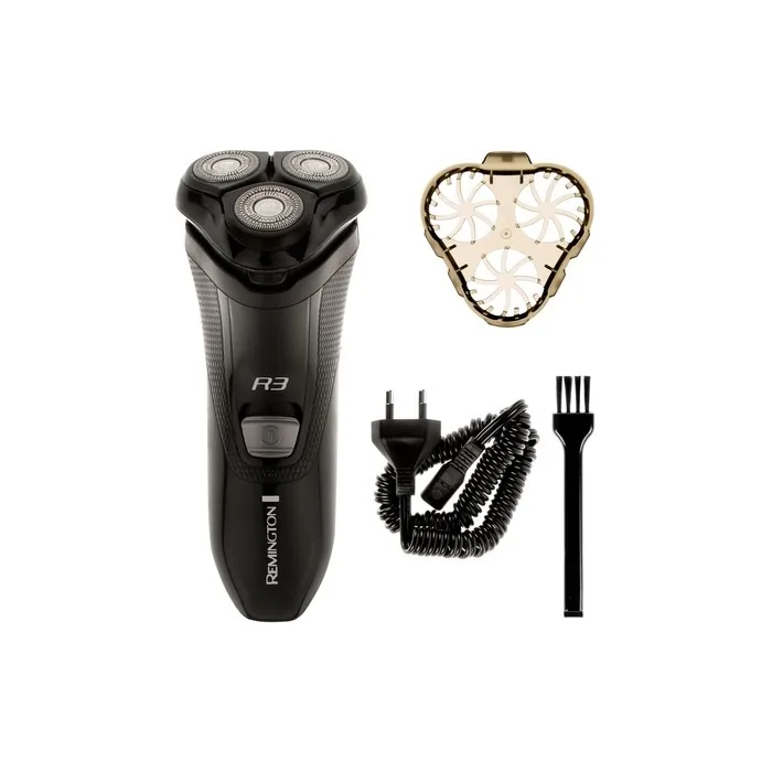 Remington Men's Electric Rotary Shaver Style Series R3 Dual Track Blades Flexing Blades And Pivoting Neck Popup Trimmer 40mins Corded Usage 3day Stubble Styler Guard Cleaning Brush