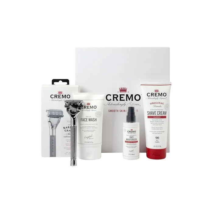 Cremo Skin Care Gift Set Kit for Men Face Wash Razor Shave Cream Moisturizer Beard Brush