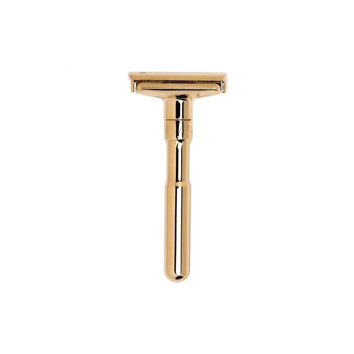 Merkur Futur 702 Shaving Razor Design Classic Gloss Gold Straight Cut Ideal For Wet Shaving Zinc Diecast Brass Handle Made In Germany