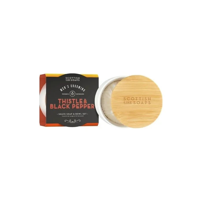 Scottish Fine Soaps Men's Grooming Thistle & Black Pepper Shave Soap & Bowl
