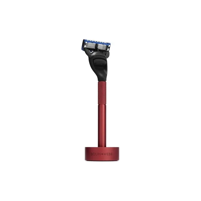 Bolin Webb Generation Razor and Stand in Red with Gillette Fusion5 Blade Luxury Razor for Men