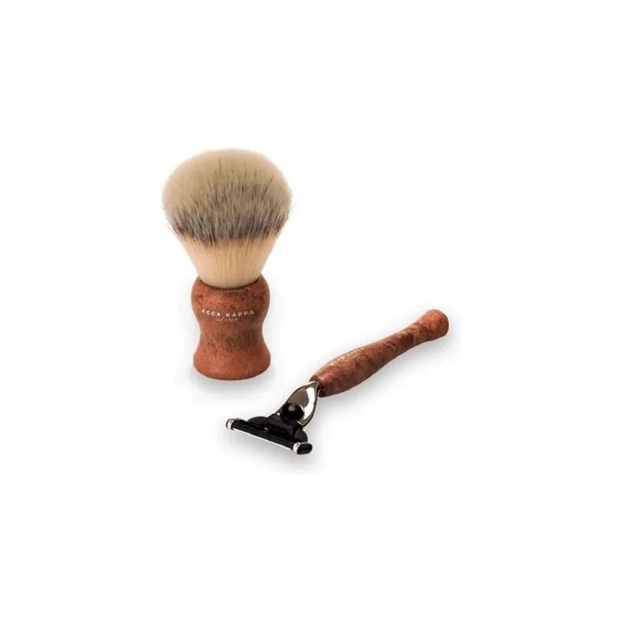 Acca Kappa Shaving 2 Pieces Set In Brown Synthetic Shaving Brush And Mach 3 Razor