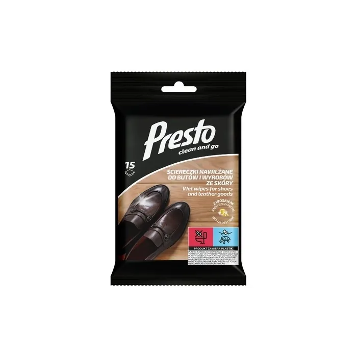 Presto Moisturizing Wipes for Shoes and Leather 15 Pieces