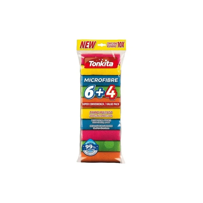 Tonkita Multi-Purpose Coloured Microfibre Cloths 30x30cm - Pack of 10