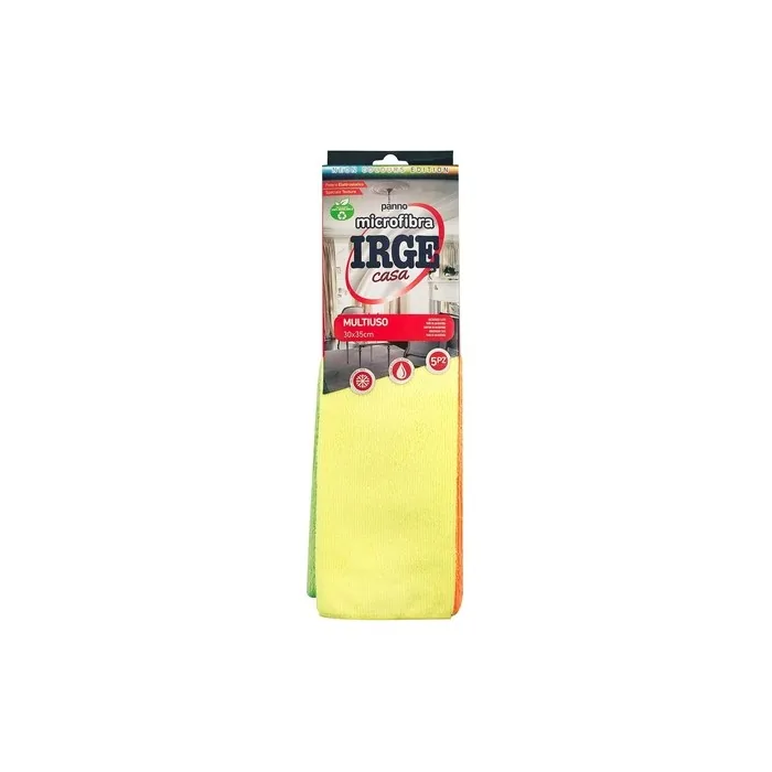 CASAPIU' SRL Microfiber Cloth Set 5 Pieces 30cm x 35cm Fluo IRGE