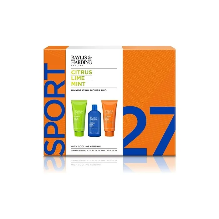 Baylis & Harding Men's Citrus Lime & Mint Invigorating Shower Trio with Cooling Menthol Gift Set
