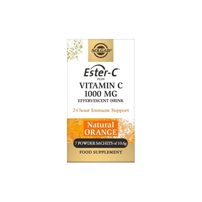 Solgar Ester-C Plus Effervescent Sachets - Recharge Body and Mind - with B-Vitamins, Zinc and Magnesium - Immunity Support - Pack of 7