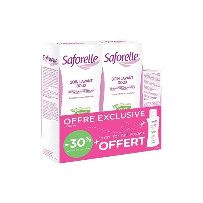Saforelle Gentle Cleansing Care 2 x 500ml + 1 x 100ml