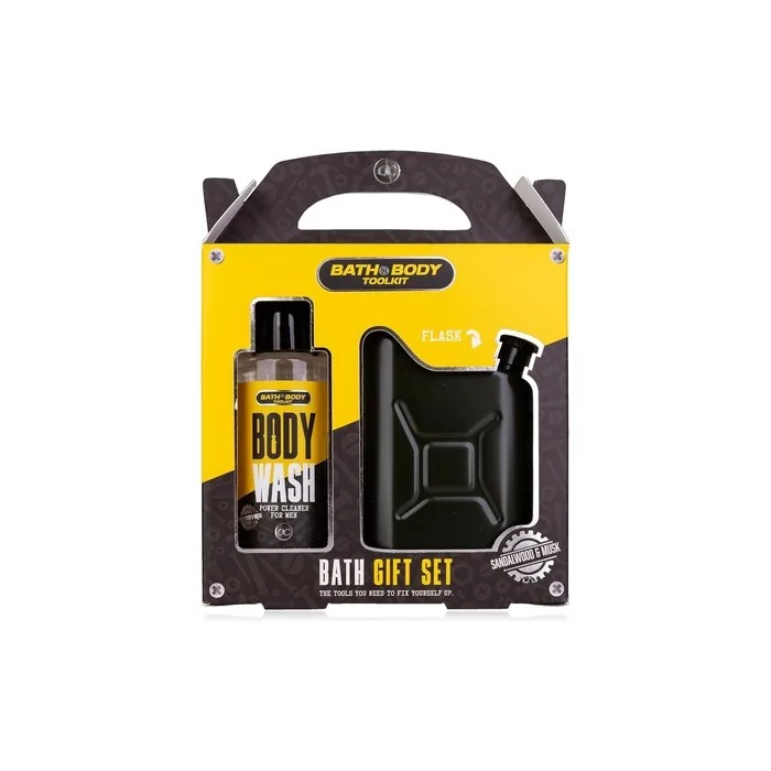 Accentra Bath + Body Toolkit Gift Set for Men with Flask in Canister Form - Men's Care Set with 100ml Bath & Shower Gel in Cool Design