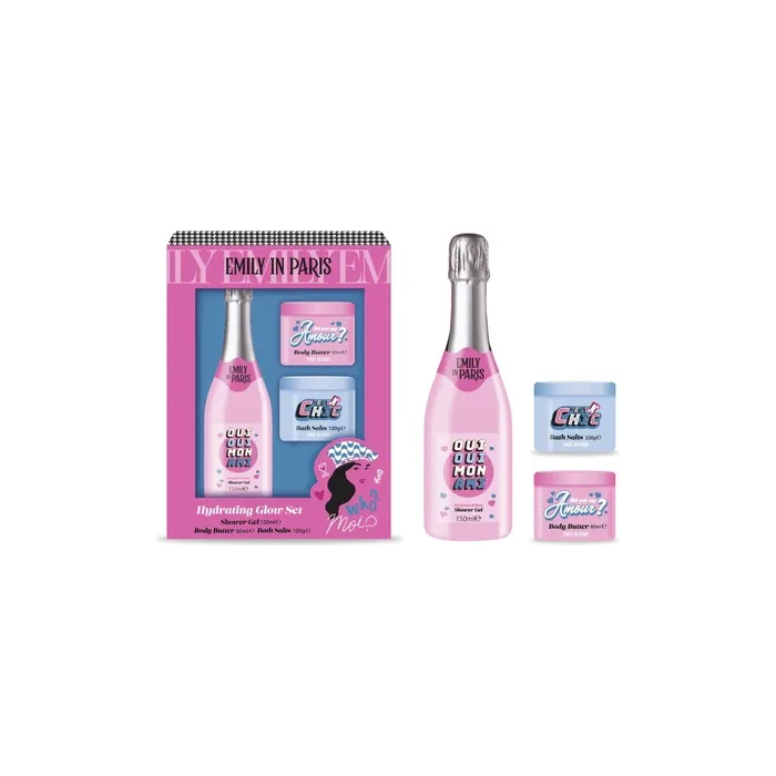 Emily In Paris Hydrating Glow Set Shower Gel Body Butter And Bath Salts