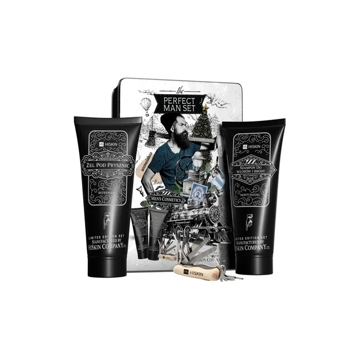 Hiskinset The Perfect Man Set Moisturizing Shampoo For Hair And Beard 200ml & Refreshing Body Wash Gel 200ml