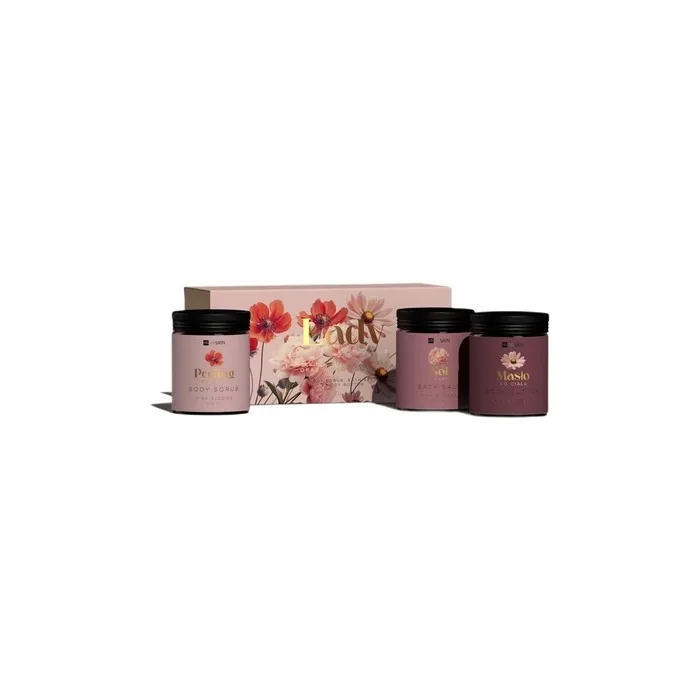 Hiskin Lady Flowers Bath Set - Bath Salt, Body Scrub, And Body Butter, 200ml Each