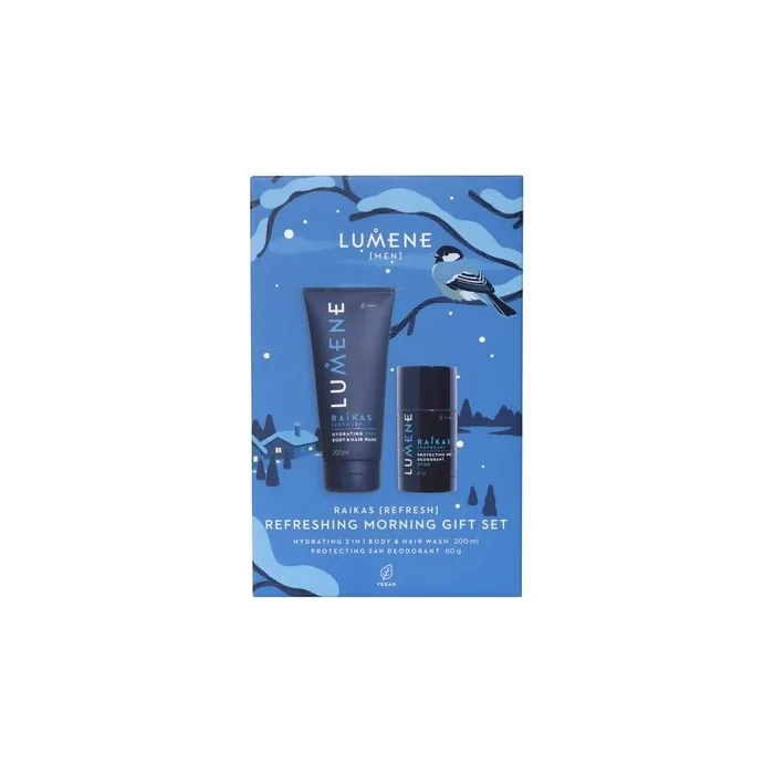 Lumene Raikas Refreshing Morning Gift Set Body & Hair Wash Gel 200ml Deodorant Stick 60g
