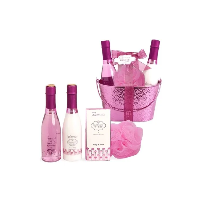 IDC Institute Rose Bucket Bath & Body Set with Jasmine and Rose - 4 Pieces