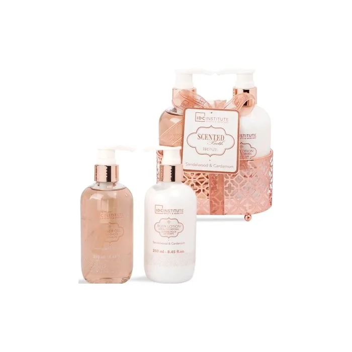 IDC Institute Bronze Set Bath with Sandalwood and Cardamom - Shower Gel 250ml & Body Lotion 250ml