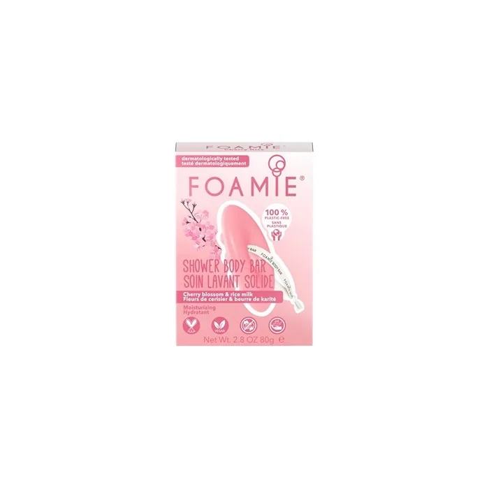 Foamie Moisturizing Shower Body Bar Cherry Kiss With Cherry Blossom And Rice Milk 80 G
