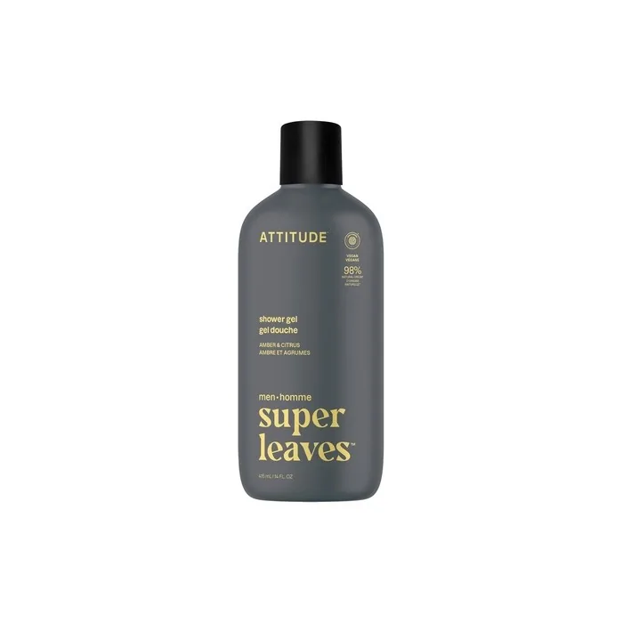 Attitude Shower Gel Body Wash for Men with 98% Natural Origin Ingredients - Paraben Free