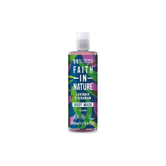 Faith In Nature Lavender and Geranium Body Wash Nourishing Vegan and Cruelty Free 100ml - Travel Size