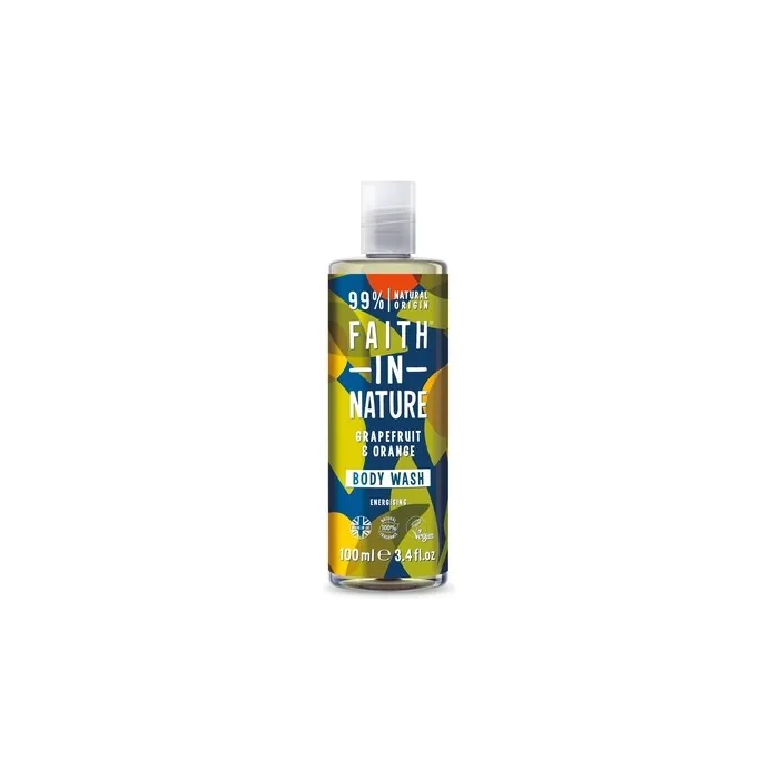 Faith In Nature Grapefruit and Orange Body Wash 100ml - Travel Size Revitalizing Vegan and Cruelty-Free Formula for Normal to Dry Hair