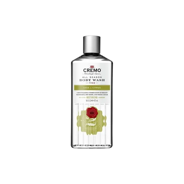 CREMO Moisturizing Body Wash for Men Revitalizing Sage & Citrus Shower Gel 473ml