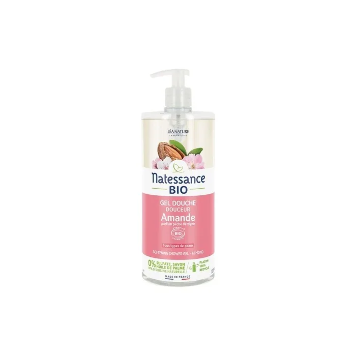 Natessance Organic Almond Shower Gel with Peach Fragrance - Sulphate-Free Soap-Free