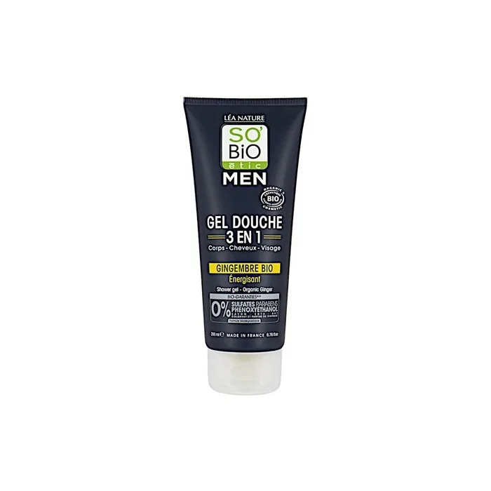 So'Bio étic Organic 3-in-1 Ginger Shower Gel for Men - Face, Body and Hair - 200ml