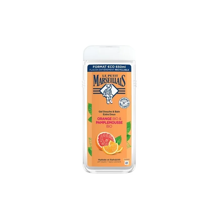 Le Petit Marseillais Shower Gel And Bath Gel Organic Grapefruit And Organic Orange 650ml