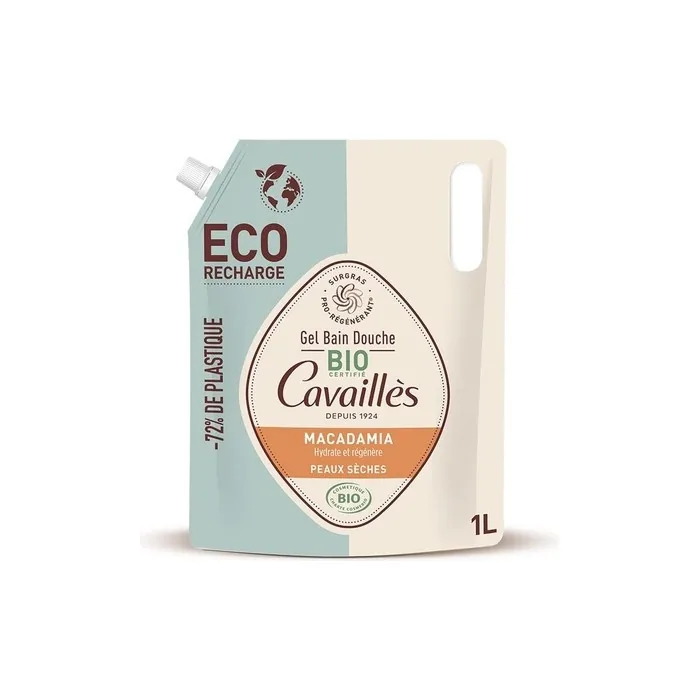 Rogé Cavaillès Shower Bath Gel for Dry Skin with Macadamia Eco-Refill Organic 1L