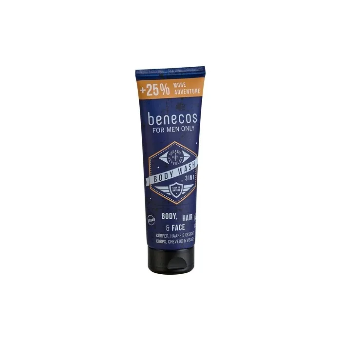 Benecos Natural Cosmetics 3-in-1 Shower Gel for Body, Beard, and Face