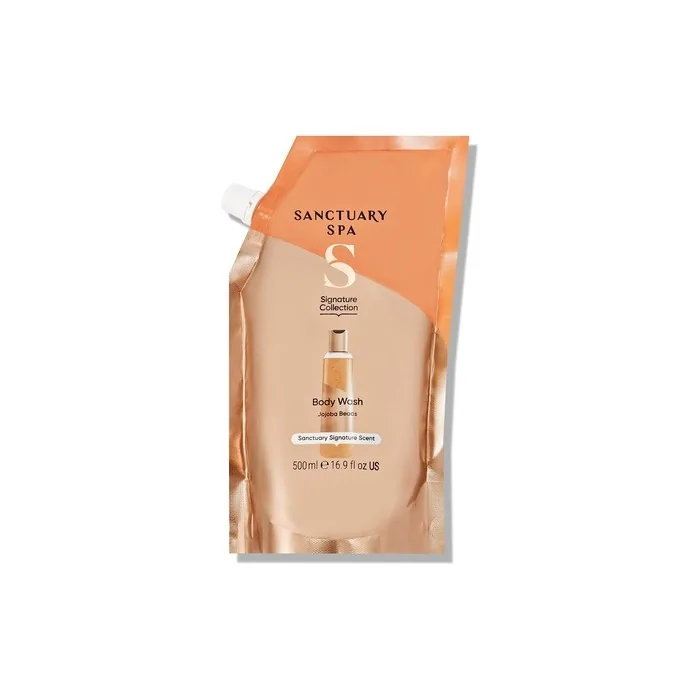 Sanctuary Spa Shower Gel Refill Pouch No Mineral Oil Cruelty Free Natural Vegan Body Wash for Women 500ml Orange