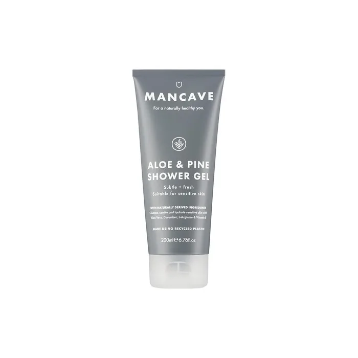 ManCave Aloe and Pine Shower Gel 200ml for Men Suitable for Sensitive Skin Sulphate Free Vegan Friendly Made in England