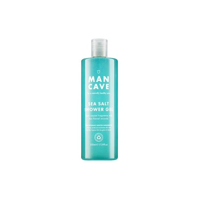ManCave Sea Salt Shower Gel 500ml for Men Refreshing Coastal Aroma Natural Formulation Sulphate and Paraben Free Vegan Friendly