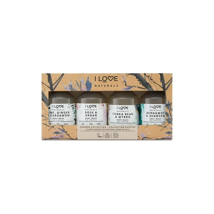 I Love Cosmetics Naturals Shower Collection 4 Body Washes with Natural Essential Oils