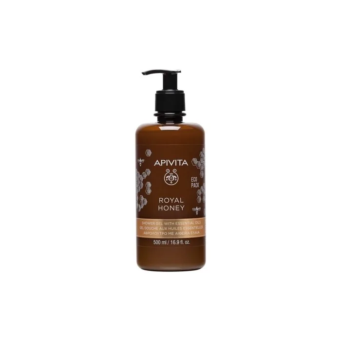 APIVITA Royal Honey Creamy Shower Gel with Essential Oils 16.9 fl.oz. for Dry Skin with Honey & Propolis Extract