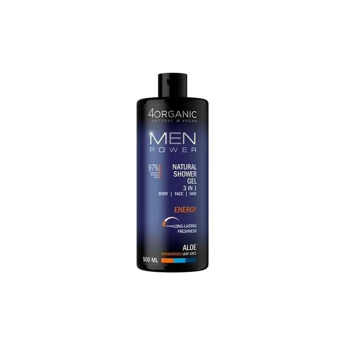 4organic Men Power Natural Shower Gel 3 In 1 Energy 500ml