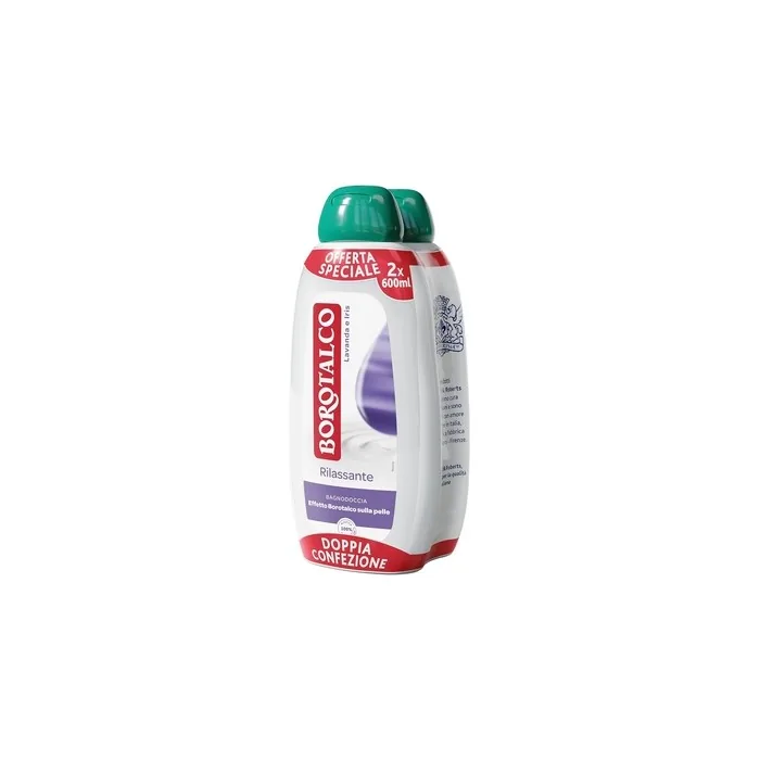 Borotalco Relaxing Shower Gel for Lavender and Iris Body Foam Relaxing Formula Relaxation Borotalk Effect on Skin Dermatologically Tested 2 Bottles 600ml