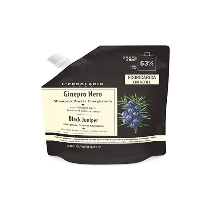 L'Erbolario Richpap Juniper Black Shampoo Shower Energizing 500ml