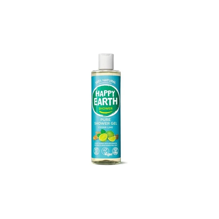 Happy Earth 100% Natural Shower Gel Cedar Lime 300ml Blue Cedar