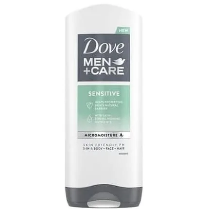 Dove Men Care Shower Gel Sensitive 3 In 1 Body Face And Hair Wash