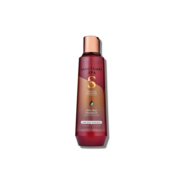 Sanctuary Spa Ruby Oud Shower Oil for Dry Skin No Mineral Oil Cruelty Free and Vegan 250ml