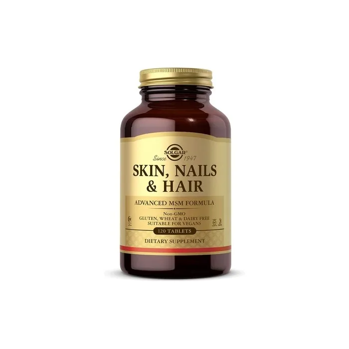 Solgar Skin Nails and Hair Improved MSM Formula with Vitamin C Vegan 120 Tablets
