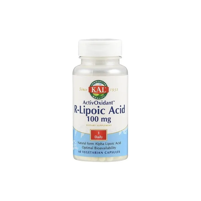 KAL Alpha-Lipoic Acid Na-R-Alpha-Lipoic Acid 100mg 60 Capsules Vegan Gluten-Free Non-GMO - Energy Metabolism Support