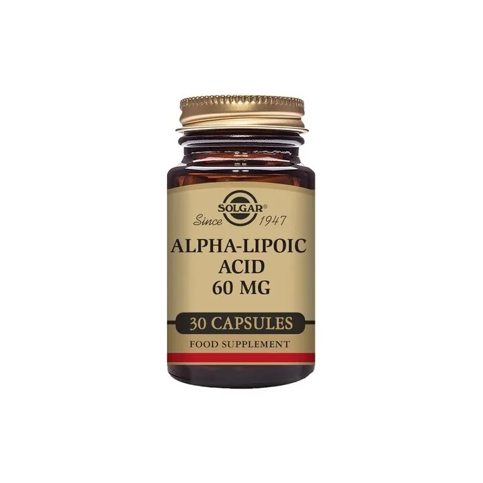 Solgar Alpha-Lipoic Acid 60mg Vegetable Capsules - Strong Antioxidant Properties - Daily Support - Vegan, Kosher and Gluten-Free