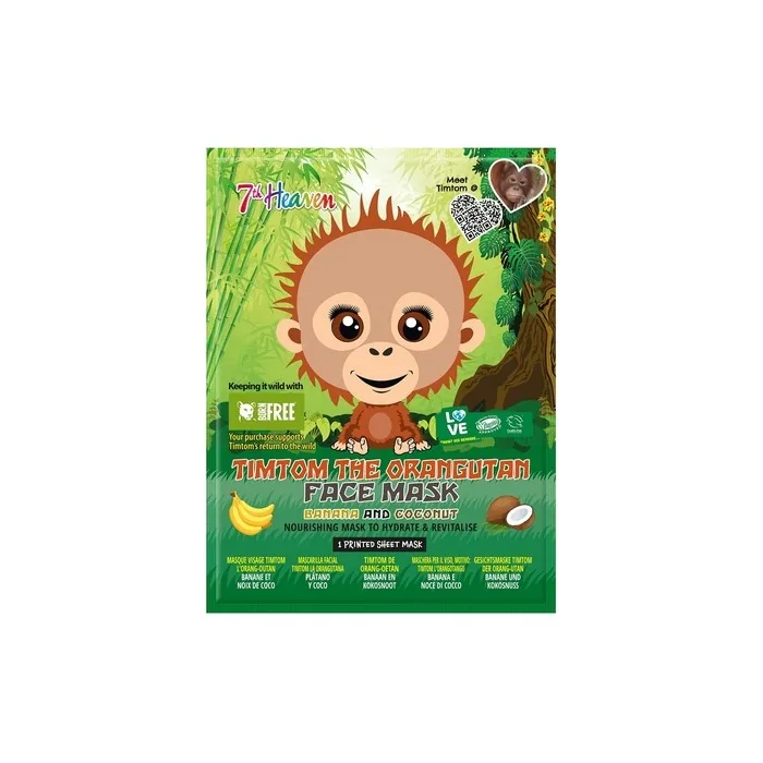 7th Heaven Born Free TimTom Face Mask Enriched with Banana and Coconut Orangutan